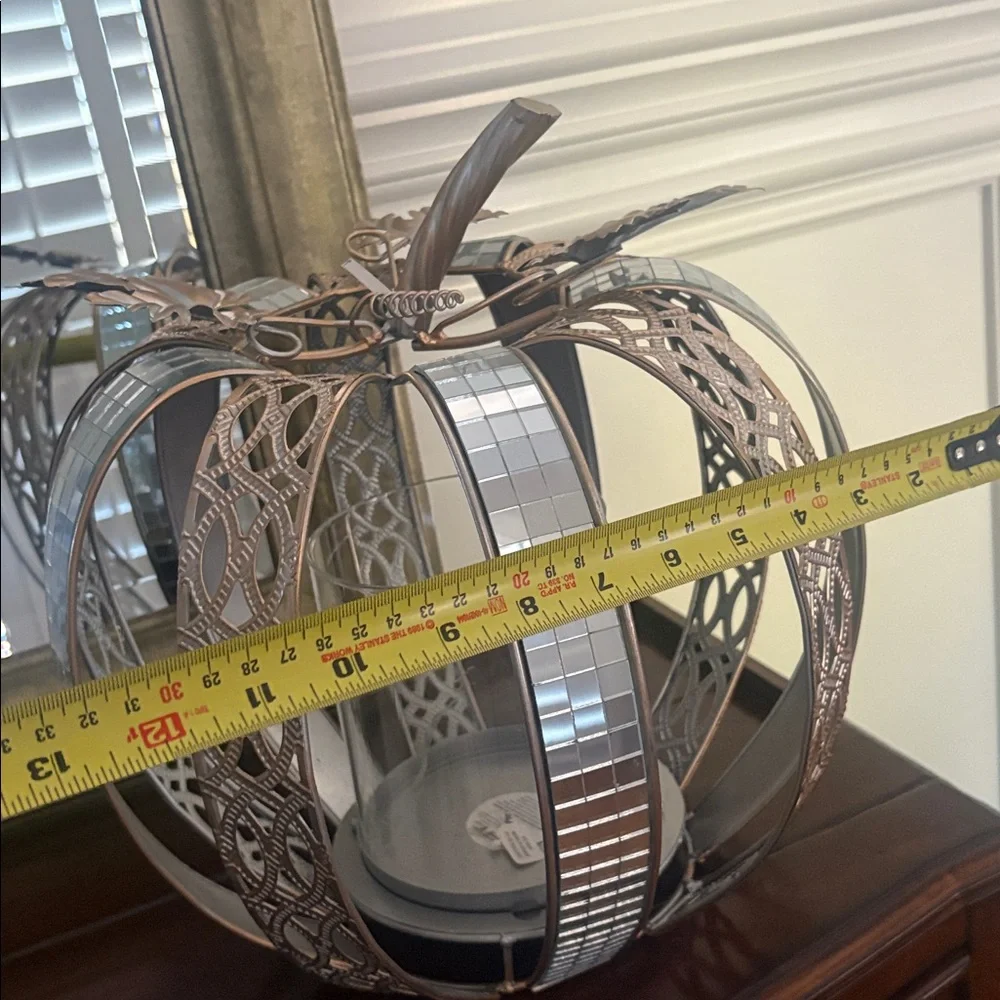 Pier 1 Silver Mosaic Pumpkin Pillar Candle Holder